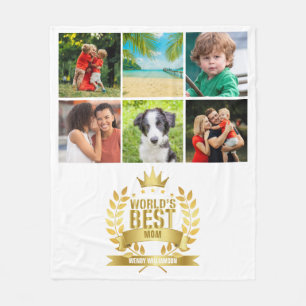 Gouden Werelds Beste Moeder Foto Collage Fleece Deken