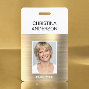 Gouden Werknemer - Naam Foto Zakelijk Metaalachtig Badge