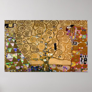 Gouden wervelende boom van het leven Art Deco Symb Poster