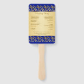 Gouden wervelingen op koninklijk blauw Bruiloft pr Handwaaier (Achterkant)