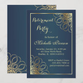 Gouden wervelingen op middernachtblauw Retirement  Kaart (Voorkant / Achterkant)