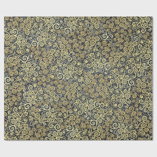 gouden wervelingen Patroon Luxe Charcoal Grey Cadeaupapier (Vlak)