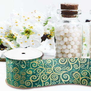  gouden wervelingen patroonluxe boho jade groen lint