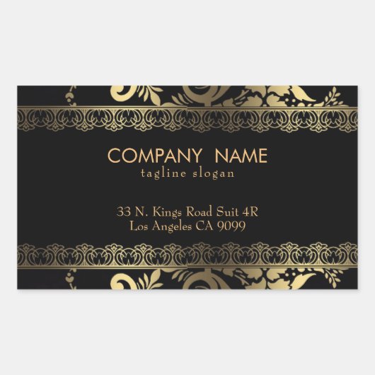 Gouden wervelkant rechthoekige sticker (Voorkant)