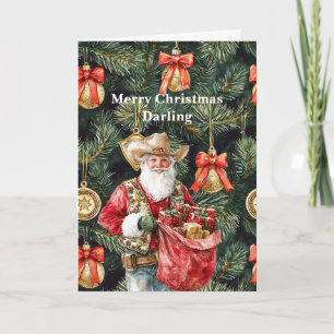 Gouden Westerse Cowboy Sinterklaas Kerstmis Kaart