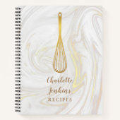 Gouden Whisk Marmeren Swirls Recept Cookbook Notitieboek (Voorkant)