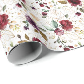 Gouden wijn bordeaux bloempatroon cadeaupapier (Rol Hoek)