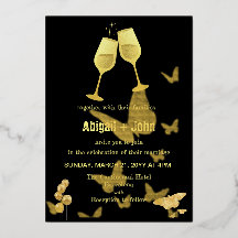 Gouden wijn glas vlinder bruiloft
