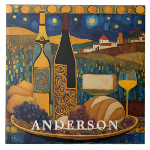 Gouden wijnglas stilleven tegeltje