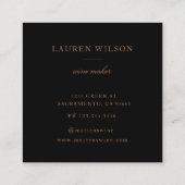 Gouden wijnmakerij Sommelier Elegant Vierkante Visitekaartje (Achterkant)