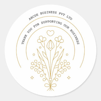 Gouden Wilde Bloem Bedankt Sticker voor Zakelijk G