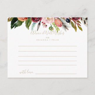 Gouden Wilde Veer Boho Tropische Bloemen Bruiloft Briefkaart