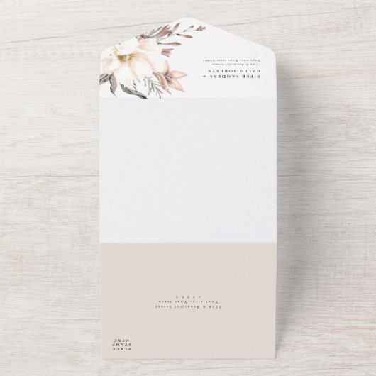 Gouden Wildflower bruiloft boog All In One Uitnodiging (Buitenkant)