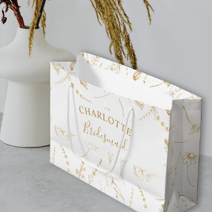Gouden Wildflower Schets Bruiloft Dank Je Groot Cadeauzakje