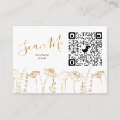 Gouden Wildflower Schets Online RSVP QR Code Informatiekaartje (Voorkant)