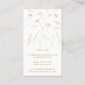 Gouden Wildflower Schets Vrouwelijk Professioneel Visitekaartje (Achterkant)