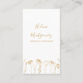 Gouden Wildflower Schets Vrouwelijk Professioneel Visitekaartje (Voorkant)