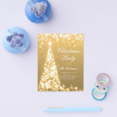 Gouden Winter Kerstboom Uitnodigen Programma Menu (Enkel)