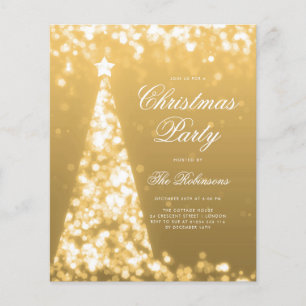 Gouden Winter Kerstboom Uitnodigen Programma Menu