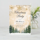 Gouden Winter Kerstmis Uitnodigen Programma Menu (Staand voorkant)
