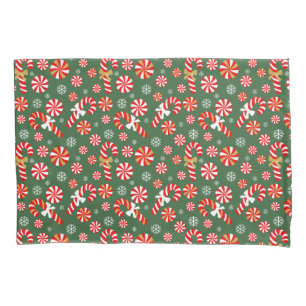 Gouden Winter Sweet Snowfall Candy Cane Kussensloop