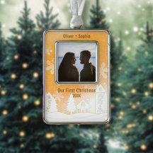 Gouden Winter Wonderland Snowy Houses Foto