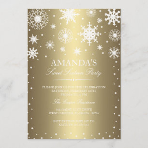 Gouden Winter Wonderland Sweet 16 Uitnodiging