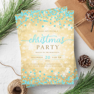 Gouden Winter Zilveren Diamanten Kerst Turquoise Kaart