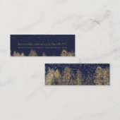 gouden wintersneeuwblauw bruinbomen bruiloft mini visitekaartje (Voorkant / Achterkant)