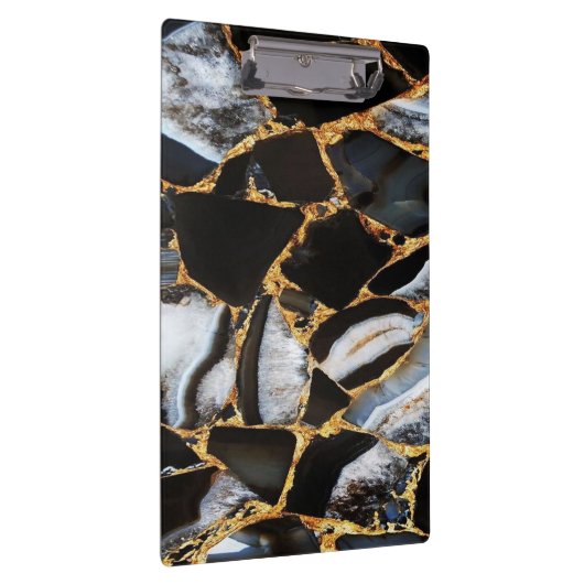 Gouden wit en zwart marmer klembord (Rechts)
