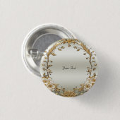 Gouden  Witte Bloemen Button (Voorkant /achterkant)