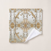 Gouden  Witte Bloemen Handdoek Set (Wasdoekje)