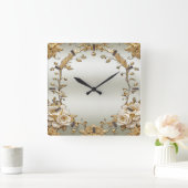 Gouden Witte Bloemen Muur Klok (Huis)