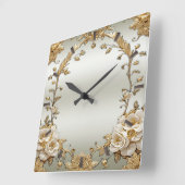 Gouden Witte Bloemen Muur Klok (Hoek)