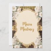 Gouden witte bloemen Presentación de Tres Años Kaart (Achterkant)