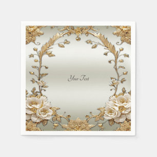 Gouden Witte Bloemen Servetten