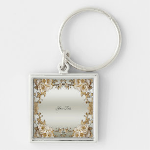 Gouden  Witte Bloemen Sleutelhanger
