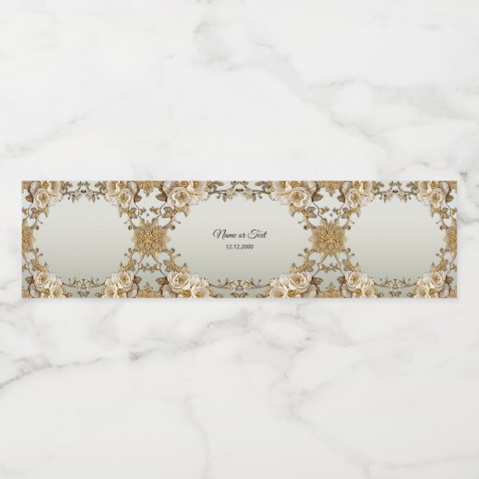 Gouden  Witte Bloemen Waterflesetiket Waterfles Etiket (Enkel label)