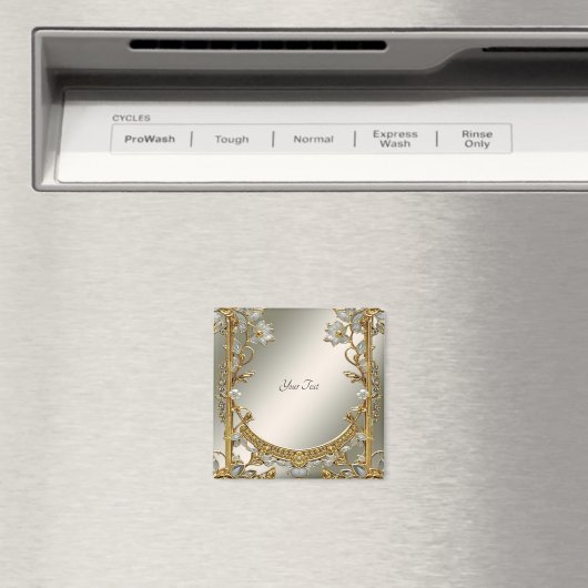 Gouden witte bloemensiermagnet magneet (Insitu (Vaatwasser))