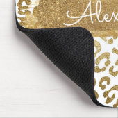 Gouden & Witte Cheetah Print met Gouden Glitter Muismat (Hoek)