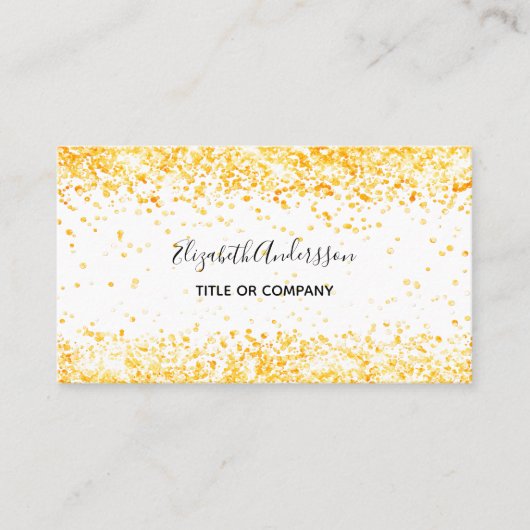 Gouden witte confetti visitekaartje (Voorkant)