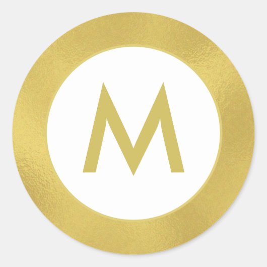 Gouden Witte Elegante Monogram Sticker Seal (Voorkant)