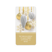 Gouden Witte Kerst Ornamenten Retouradres Etiket (Voorkant)