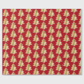 Gouden & Witte Kerstbomen Cadeaupapier (Vlak)