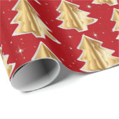 Gouden & Witte Kerstbomen Cadeaupapier (Rol Hoek)