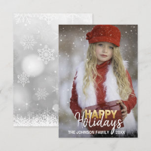 Gouden Witte Kerstvakantie Nieuwjaar FOTO Kaart