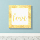 Gouden Witte Liefde Glitzy Canvas Afdruk (Insitu (Houten vloer))
