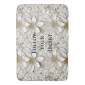 Gouden Witte Lotus Bloemen Badmat (Voorkant Verticaal)