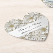 Gouden Witte Lotus Bloemen Bruidsdouche  Kartonnen Onderzetters (Gekanteld)