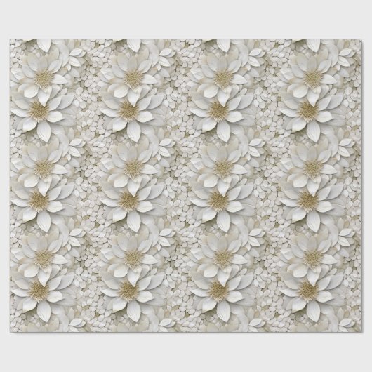 Gouden Witte Lotus Bloemen Cadeaupapier (Vlak)